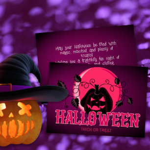 Happy halloween Scary Pumpkin och Lila Rosa Måne Kort