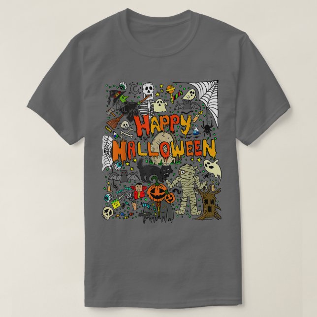 Happy halloween Scary Retro Boys Girls Kids T Shirt (Design framsida)