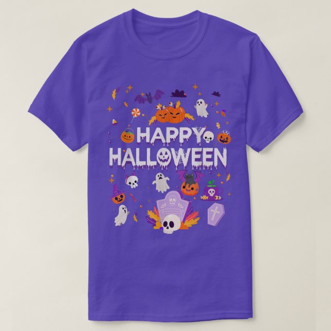 Happy halloween Scary Retro Kids Boo Ghost Pumpkin T Shirt (Design framsida)