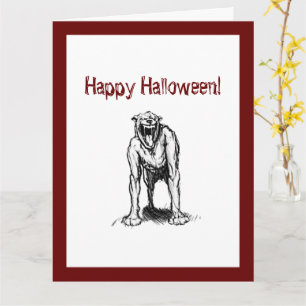 Happy halloween Scary Spooky Demon Fan Hund Kort