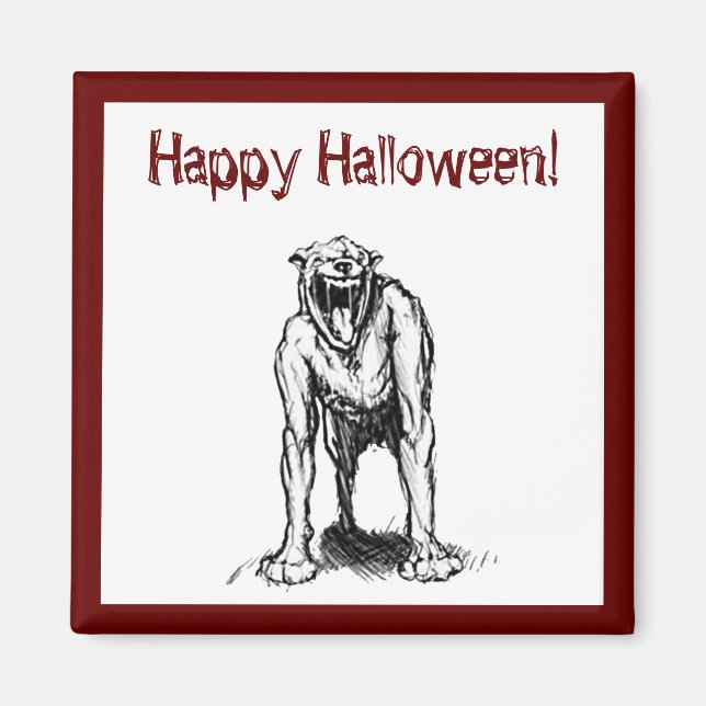 Happy halloween Scary Spooky Demon Fan Hund Magnet (Framsidan)