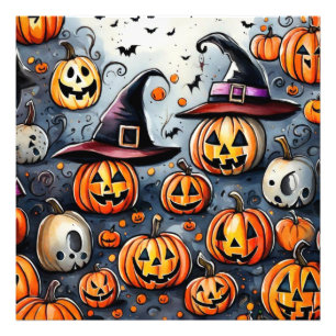 Happy halloween-scoky-behandling eller tricksdesig fototryck