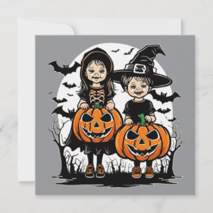 Happy halloween-scoky-behandling eller tricksdesig tack kort