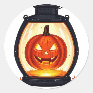 Happy halloween Series 5 - Pumpkin Lantern-märknin Runt Klistermärke