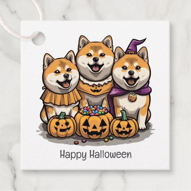 Happy halloween Shiba Inu Hundar Gåvor Etiketter (Framsida)