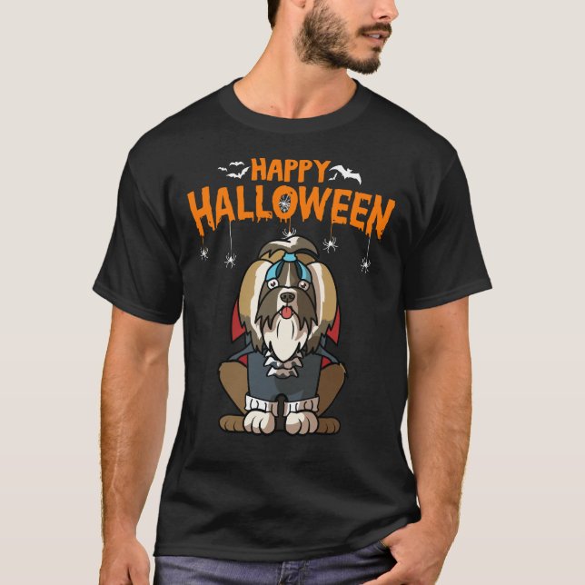 Happy halloween Shih Tzu Hund T Shirt (Framsida)