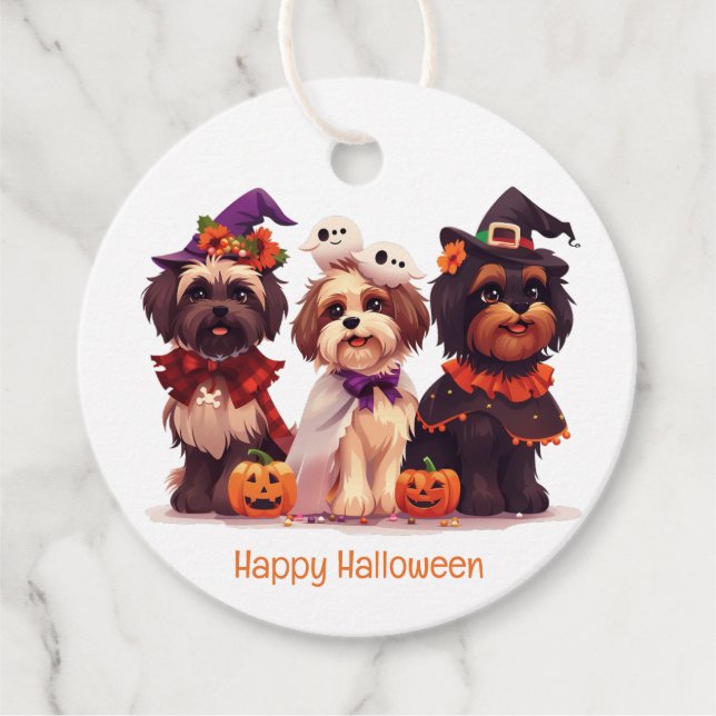 Happy halloween Shih Tzu Hundar Gåvor Etiketter (Framsida)