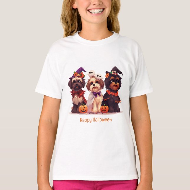 Happy halloween Shih Tzu Hundar T Shirt (Framsida)