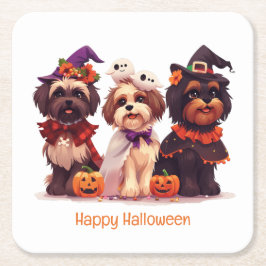 Happy halloween Shih Tzu Hundar Underlägg Papper Kvadrat