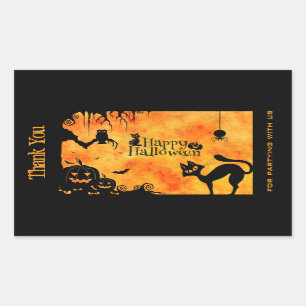 Happy halloween Silhouette Black Cat Tack Rektangulärt Klistermärke
