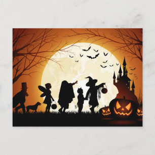 Happy halloween Silhouette Children Vykort