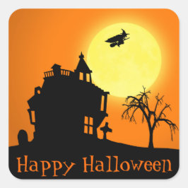 Happy halloween Silhouette liggande Fyrkantigt Klistermärke