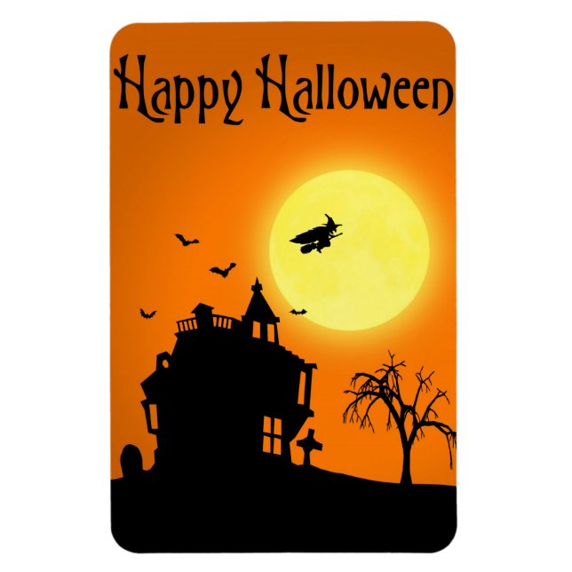 Happy halloween Silhouette liggande Magnet (Vertikal)