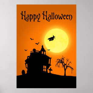 Happy halloween Silhouette liggande Poster