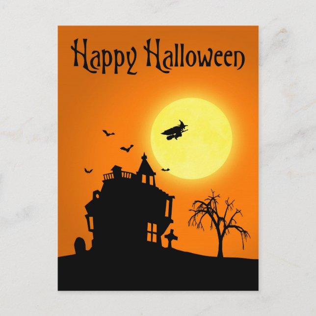 happy halloween Silhouette liggande Vykort (Framsida)