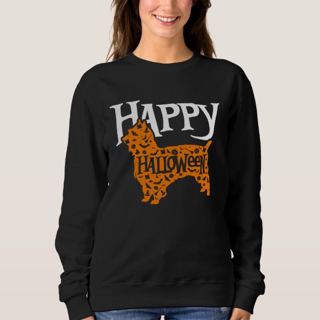 Happy Halloween Silky Terrier T Shirt (Framsida)