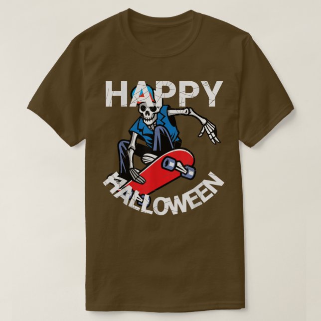 Happy halloween Skateboarding Skeleton  T Shirt (Design framsida)