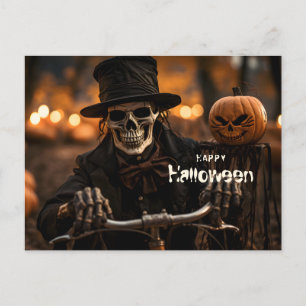 Happy halloween Skeleton och pumpa Vykort