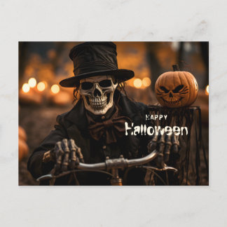 Happy halloween Skeleton och pumpa Vykort