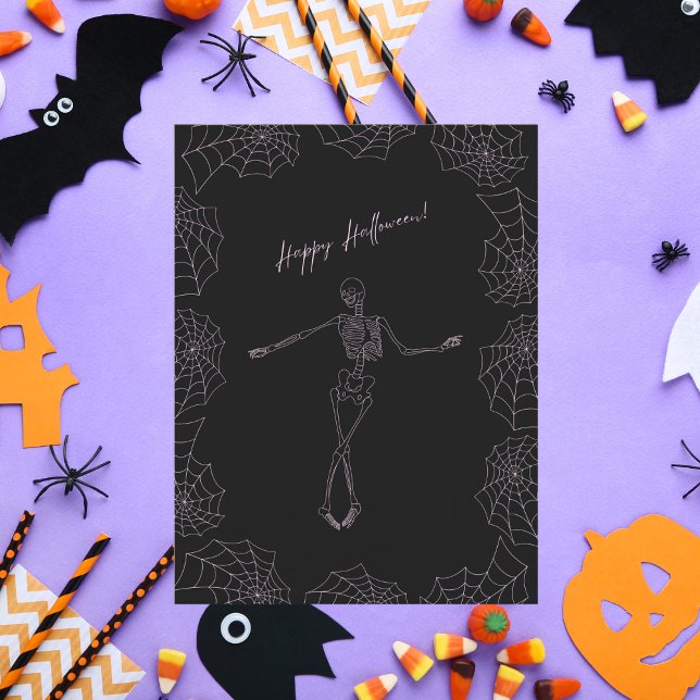 Happy halloween Skeleton och Spindelnäten Helg Vykort (Skapare uppladdad)