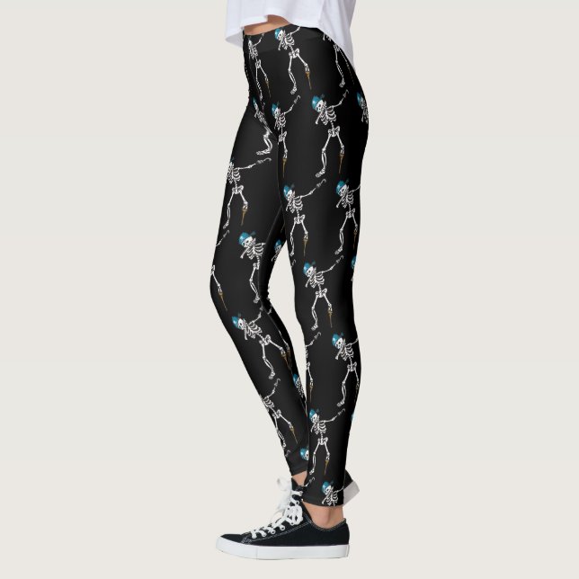 Happy Halloween Skeleton Pirate Dabbing Family Leggings (Vänster)
