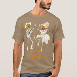 Happy halloween Skeleton Pumpkin Spelar Guitar 16 T Shirt