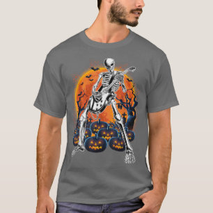 Happy halloween Skeleton spelar Guitar Pumpkin Vi T Shirt