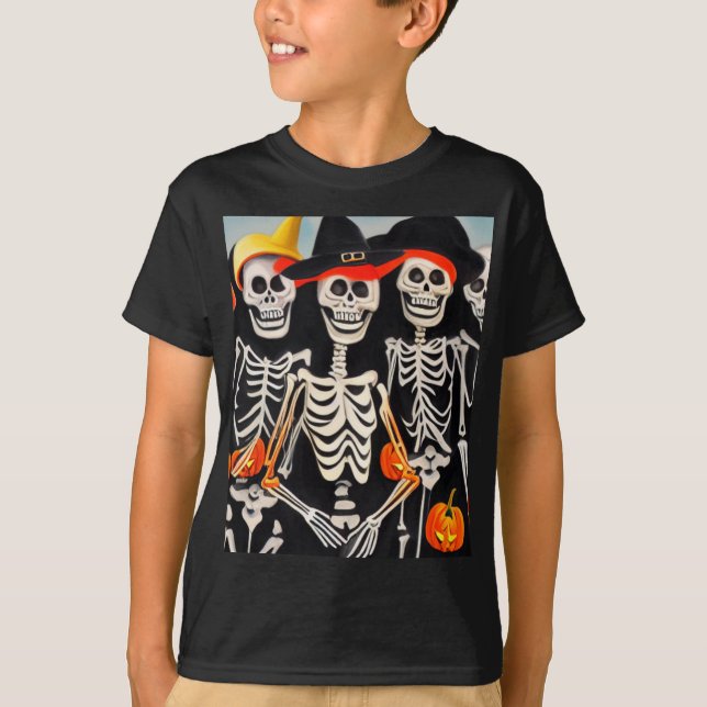 Happy halloween Skeletons T Shirt (Framsida)