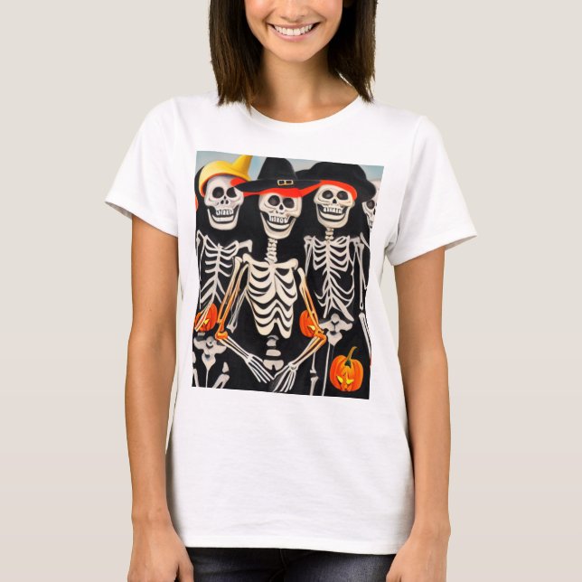 Happy halloween Skeletons T Shirt (Framsida)