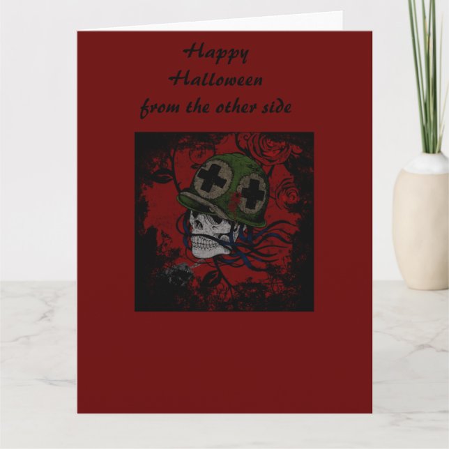 Happy halloween-skelettsoldat kort (Framsida)
