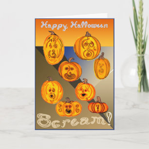 Happy halloween Skräm! Pumpkins Screaming Kort