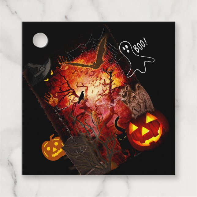 Happy halloween skrämmande märkre med anpassningsb gåvor etiketter (Framsida)