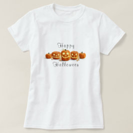 "Happy halloween" Skript Carved Pumpkins Candles T Shirt