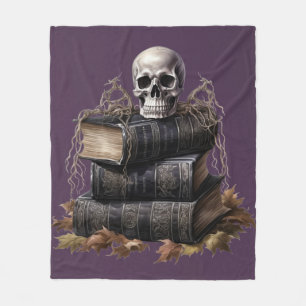 Happy halloween Skull och Bokar Fleecefilt