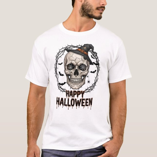 Happy halloween Skull T Shirt (Framsida)