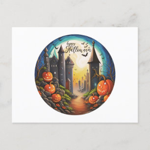 Happy halloween-slott, fullmoon Halloween Helg Vykort