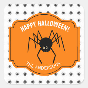 Happy halloween Spider ID215 Fyrkantigt Klistermärke