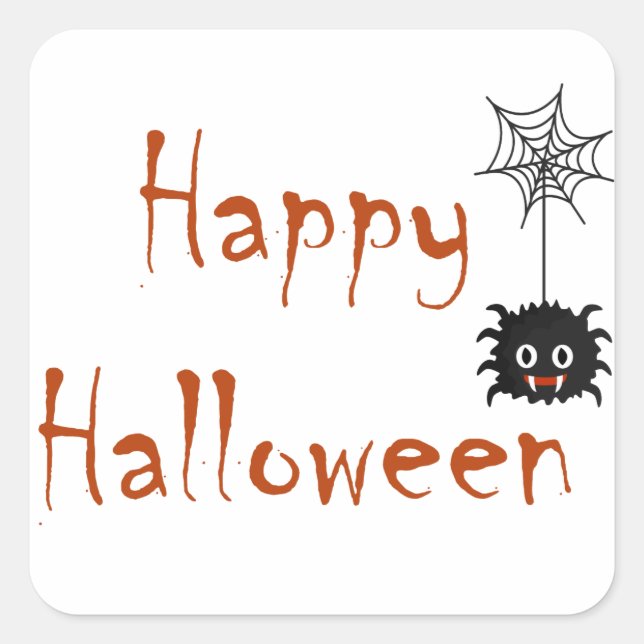 Happy halloween Spider Sticker Fyrkantigt Klistermärke (Framsida)