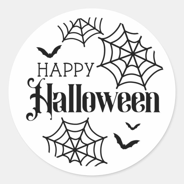 Happy halloween Spindelnät Sticker Runt Klistermärke (Framsida)
