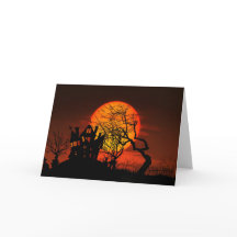 Happy halloween spökad hus och måne