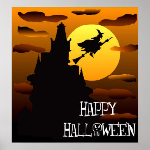 Happy halloween spökad husaffisch 2 poster