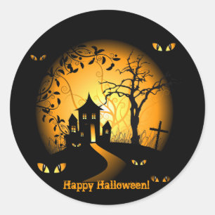 Happy halloween! Spökade husklistermärkear Runt Klistermärke