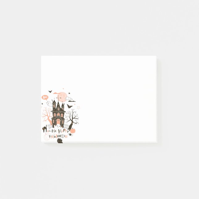 Happy halloween spökat hus post-it block (Framsida)