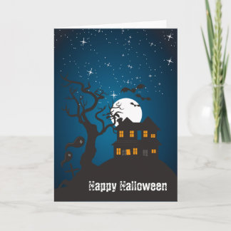 Happy halloween spökat hus V Kort