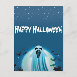 happy halloween spöke på natten vykort
