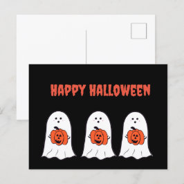 Happy halloween Spöken med Jack-o-lyktor Vykort