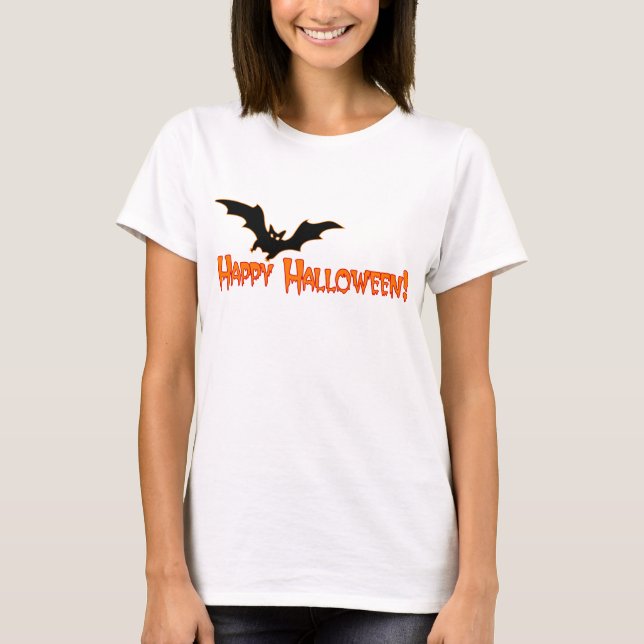 Happy halloween - spöklika fladdermössdamer t-shirt (Framsida)