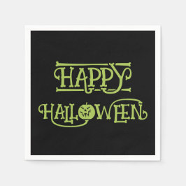 Happy Halloween | Spooky Black & Green Lettering Pappersservett