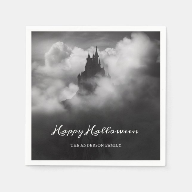 Happy halloween Spooky Castle Party Pappersservett (Framsidan)