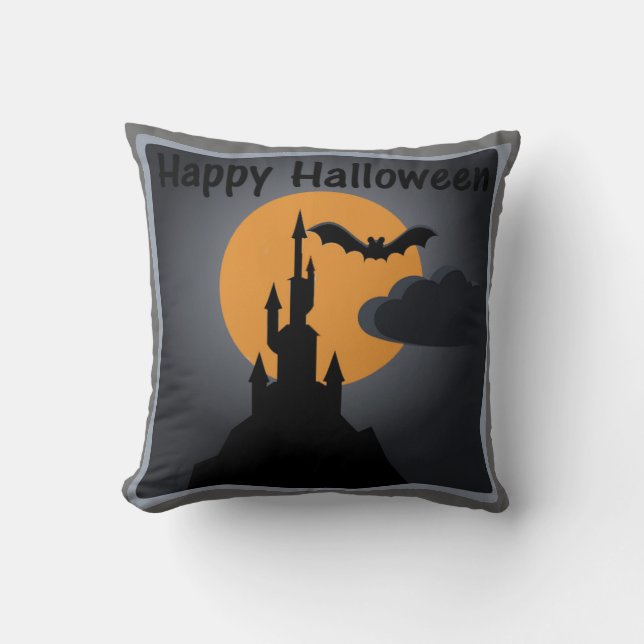 Happy halloween Spooky Castle Pillow Kudde (Framsida)
